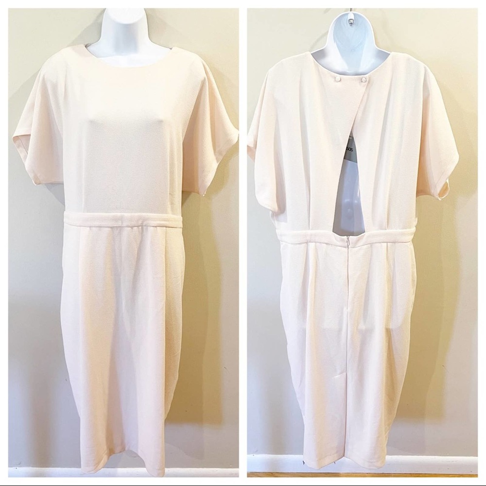 ASOS Pale Pink Sheath Dress Cutout Back Size 14